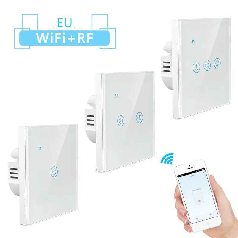 

Настенный сенсорный выключатель с поддержкой Wi-Fi, 1/2/3 кнопок