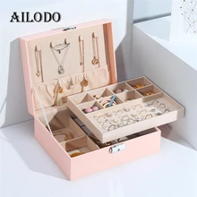 Ailodo PU Leather Jewelry Box Fashion Necklaces Earrings Rings Bracelets Jewelry Packaging Display Box For Women Christmas Gifts Ailodo PU Leather Jewelry Box Fashion Necklaces Earrings Rings Bracelets Jewelry Packaging Display Box For Women Christmas Gifts