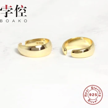 

BOAKO Fashion Wide Noodles Clip Earring 925 Sterling Silver Earrings For Women Zircon Earring Silver Jewelry Pendientes Brincos