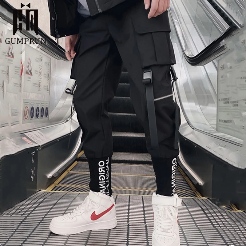 Streetwear pantalones Cargo Hip Hop Casual Multi bolsillos Harem Pantalones Hombre Joggers pantalones moda hombres ropa de hombre pantalones hasta el tobillo Harajuku Sport Casual pantalones holgados para correr|Pantalones informales| -