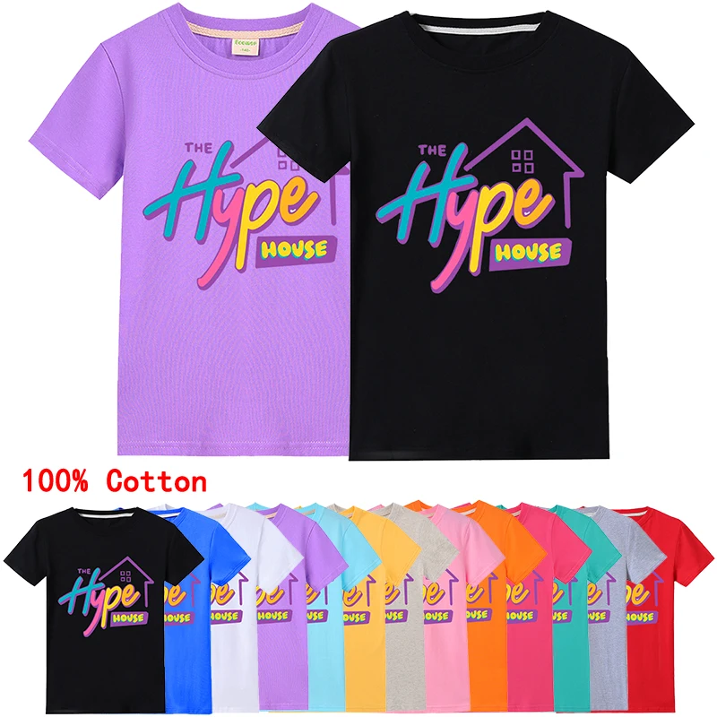 Новинка лета 2020 Детская футболка The Hype House модная большого размера унисекс с