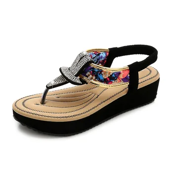 

Bohemia Summer Women Ladies Crystal Flat Sandals Beach Flops Flip Sexy Solid High Quality Outsid Simple High Heel Pumps X9X2070