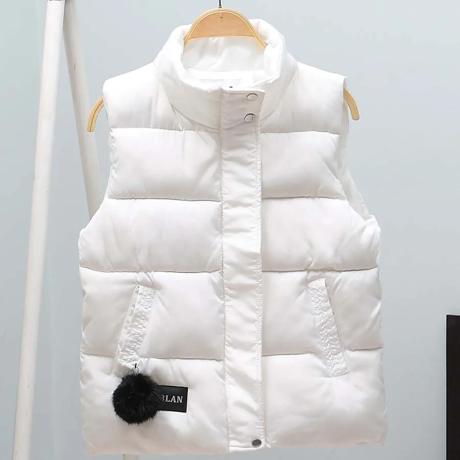 Белый На осень-зиму жилет, джинсовая жилетка, жилет с воротником «Мандарин», без рукавов, короткий жакет, женский пиджак, жилет женские большие размеры chalecos para mujer - Цвет: Белый