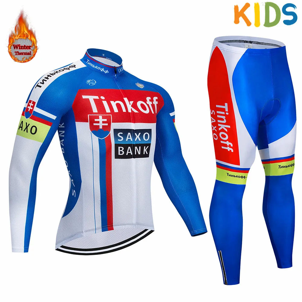 Детский комплект Tinkoff, теплая шерстяная велосипедная одежда для зимы, Джерси, одежда для велоспорта, спортивная одежда для велоспорта MTB, зимняя одежда - Цвет: 8