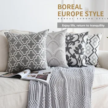 

Dropshipping New Cushion Covers Pillow Case Bedroom Living Room Home Hall Decorative Geometric Embroidery Pillow Cover Standard