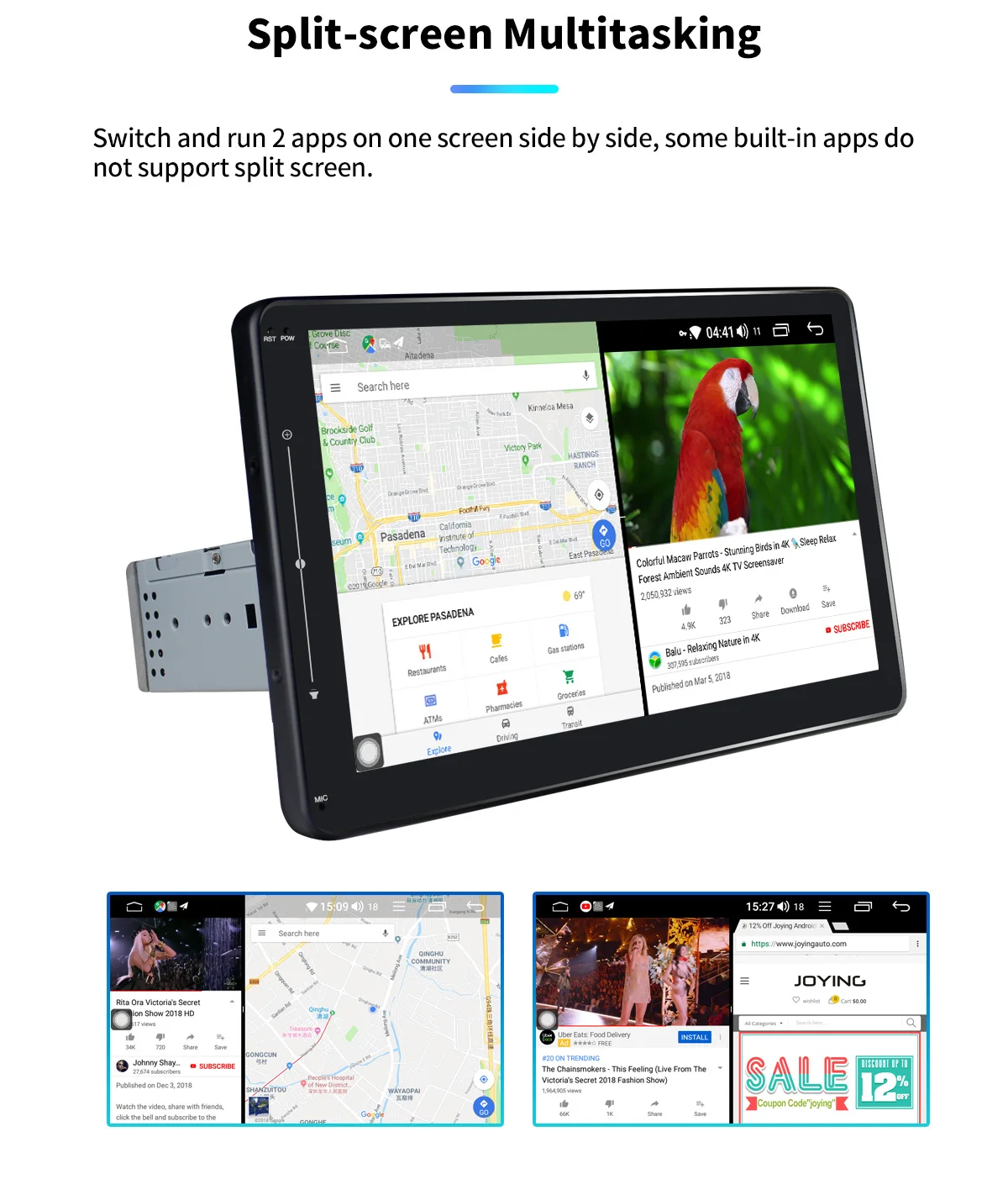 Top 1280*720 DSP Mirror Link 10.1" 1Din Android 8.1 Car Stereo Multimedia Radio GPS 4G SIM Card SPDIF Subwoofer DVR OBD DAB+ WiFi 15