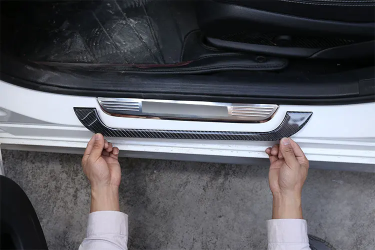 Настоящее углеродное волокно автомобиля снаружи порога защитная пластина крышка 3D наклейка для Mercedes Benz C Класс W205 C180