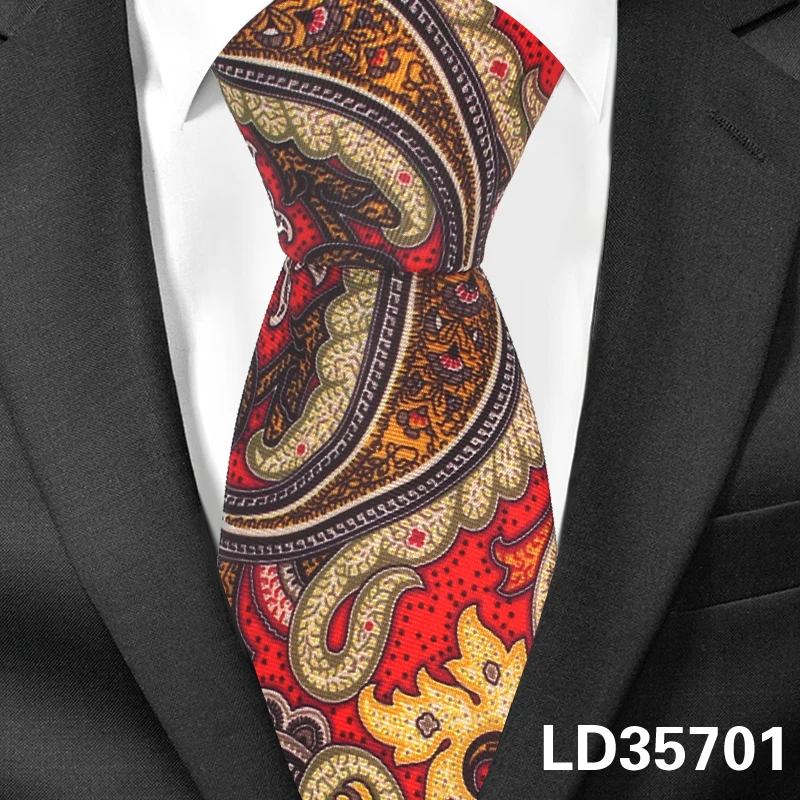Галстук с цветочным принтом для мужчин и женщин, классический модный галстук на шею для свадьбы, повседневные мужские галстуки, костюмы, 7 см Ширина галстука - Цвет: LD35701