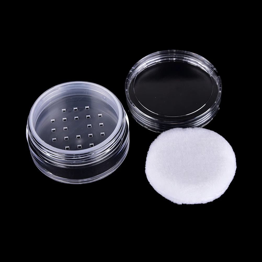 1Set 12ml Empty Loose Powder Compact With The Grid Sifter & Puff Jar Packing Container Powdery Cake Box Cosmetic Case
