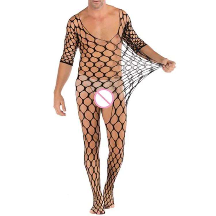 Summer Man Pajamas Stocking Sexy Costumes Sexy Lingerie Erotic Bodystocking Catsuit Plus Size Body Suit Male Soft Sleepwear mens bikini underwear