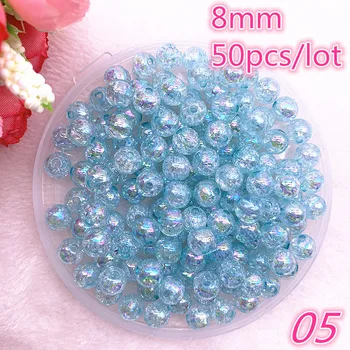 

New 50 Pcs/lot 8mm Transparent Broken Flower AB Color Round Beads Loose Spacer Beads for Jewelry Making DIY Bracelet #05