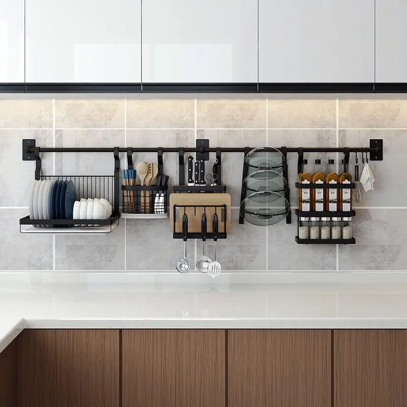 Punch Free Kitchen Storage Rack Wall Mounted Multifunction Kitchen