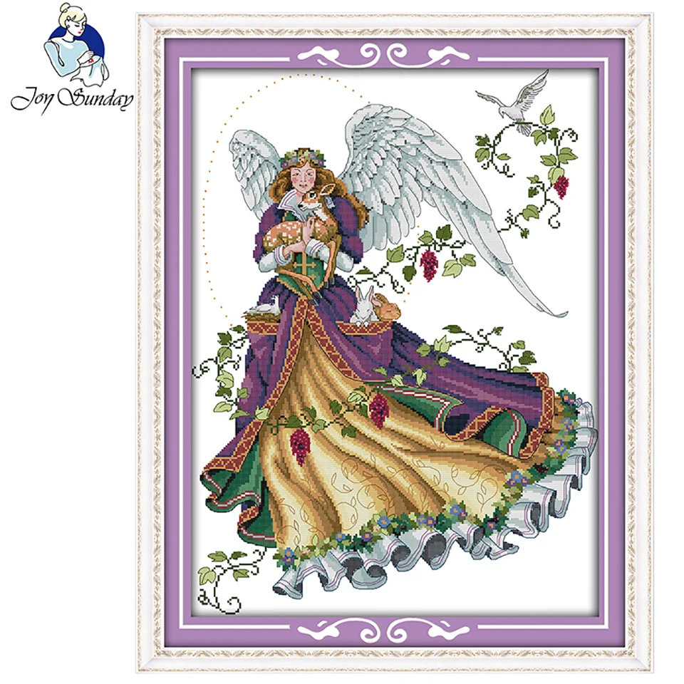 Joy Sunday Angel сделай сам ручная вышивка крестиком DMC 14CT Печатный холст Набор для вышивки крестиком 11CT Ангел Набор для вышивки домашний декор