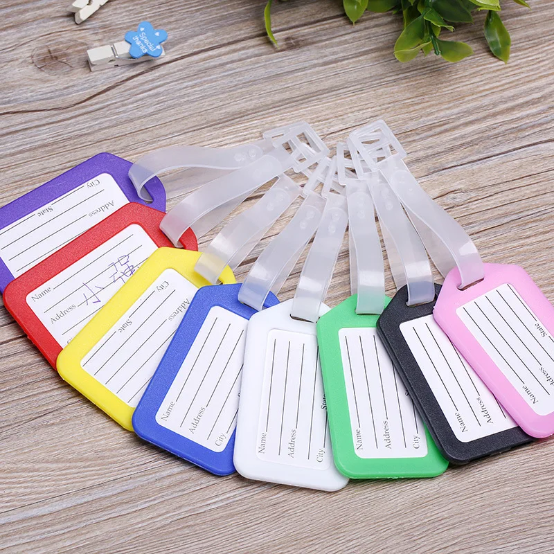 Candy Color Travel Accessories Rigid Plastic Luggage Tags Suitcase ID Address Holder Baggage Boarding Tag Portable Label