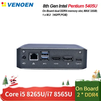 

VENOEN 8gen CPU Mini Desktop computer Intel Core i3 i5 i7 8145U 8265U 8565U Penium 5405U 2*DDR4 32GB RAM M.2 WiFi Tiny PC gaming