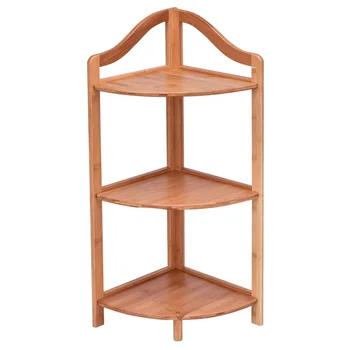 

3 Tiers Free Standing Bamboo Corner Shelving Rack Stylish Design Durable and Reliable Bookshelves and Display Rack HW56490