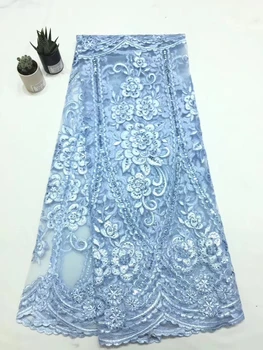 

African Lace Fabric 2020 Embroidered Nigerian Laces Fabric Top Quality French Sequins Tulle Lace Fabric For Women 5Yards FJ28181