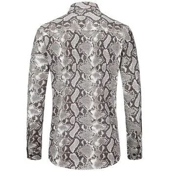 

Hawaiian Shirt for Men Snake skin Social Shirt Men Casual Hawaiian Blouse Male Stage Costumes Blouse New