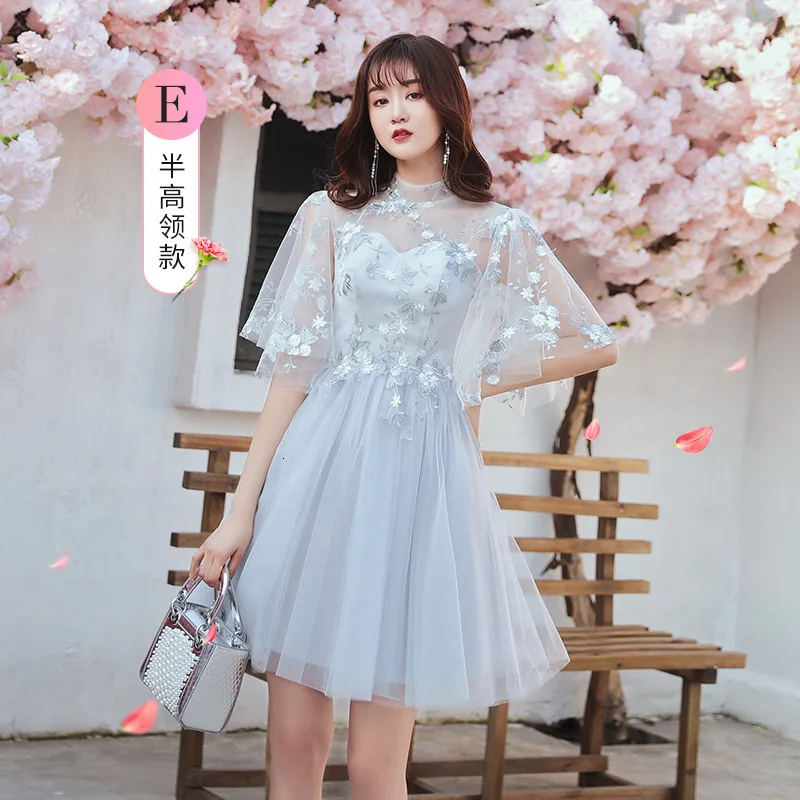 Серое трикотажное длинное платье Cheongsam, современное элегантное платье подружки невесты Qi Pao, женское традиционное китайское вечернее китайское платье-Ципао, акция - Цвет: Gray short section E