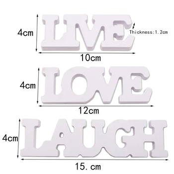 

3 Pieces/Pack White Wood Cutout Sign LAUGH LIVE LOVE Housewarming Gift for Friends and Families