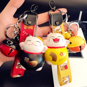 

Doreen Box Cute Keychain & Keyring Cat Animal Bell PVC Multicolor Key Chains Jewelry 19.5cm Long, Cat Size 5.5cm x5cm, 1 PC