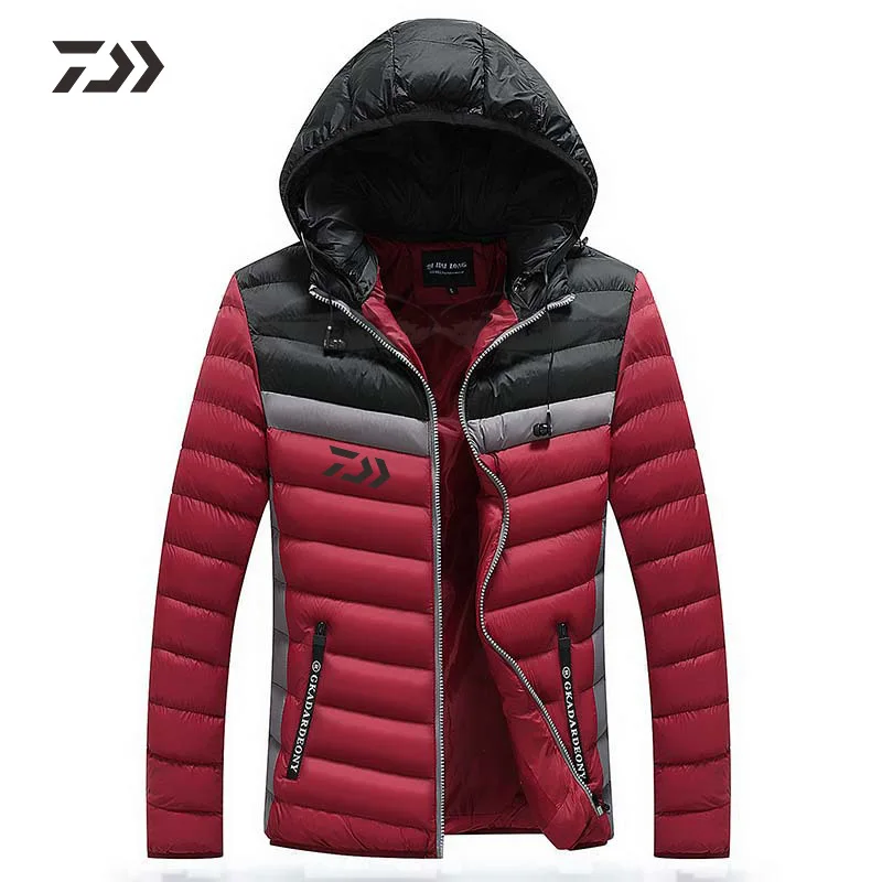 Daiwa Jacket Fishing Clothing Men Clothes For Winte Shitr Keep Warm Thicken Zipper Patchwork Hooded Outdoor Sports Fishing Shirt