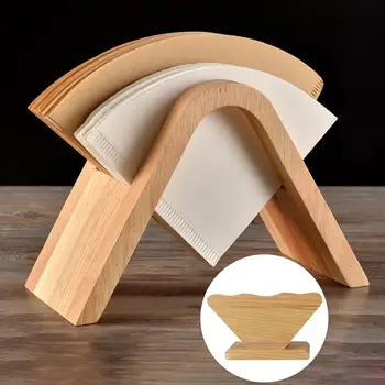 

Hand Drip Coffee Filter Paper Wood Holder Storage Rack Shop Cafe Display Stand