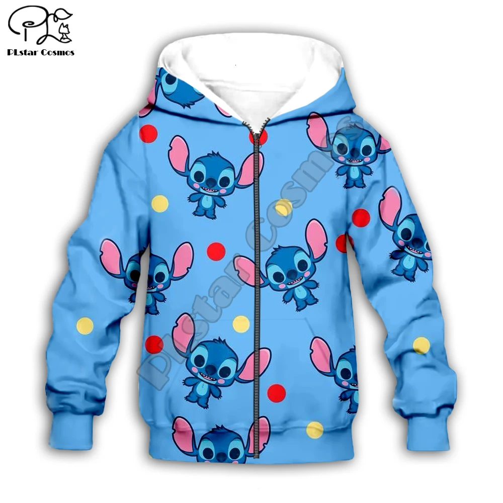 Детская одежда; толстовки с капюшоном в стиле аниме kawaii Lilo Stitch; толстовка для мальчиков с героями мультфильмов; модный стиль-5