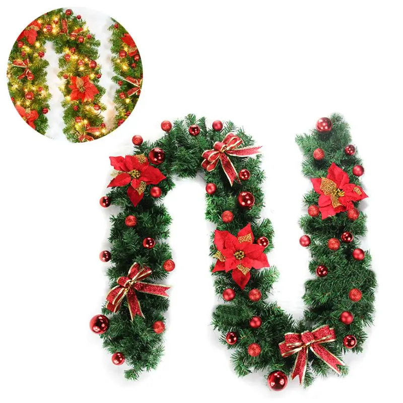 2.7M Christmas Garland Fireplace Stairs Gold Baubles Flowers Xmas Tree Decor Y1AB - Цвет: 5AC201846-R-1