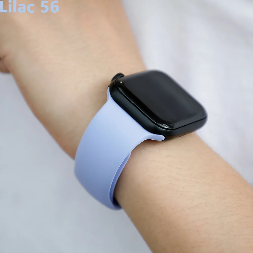Lilac 56 Ремешок для apple Watch 5 4 ремешок 44 мм 40 мм iwatch 3 2 ремешок 42 мм 38 мм Correa apple watch силиконовый браслет аксессуары - Цвет ремешка: Lilac 56