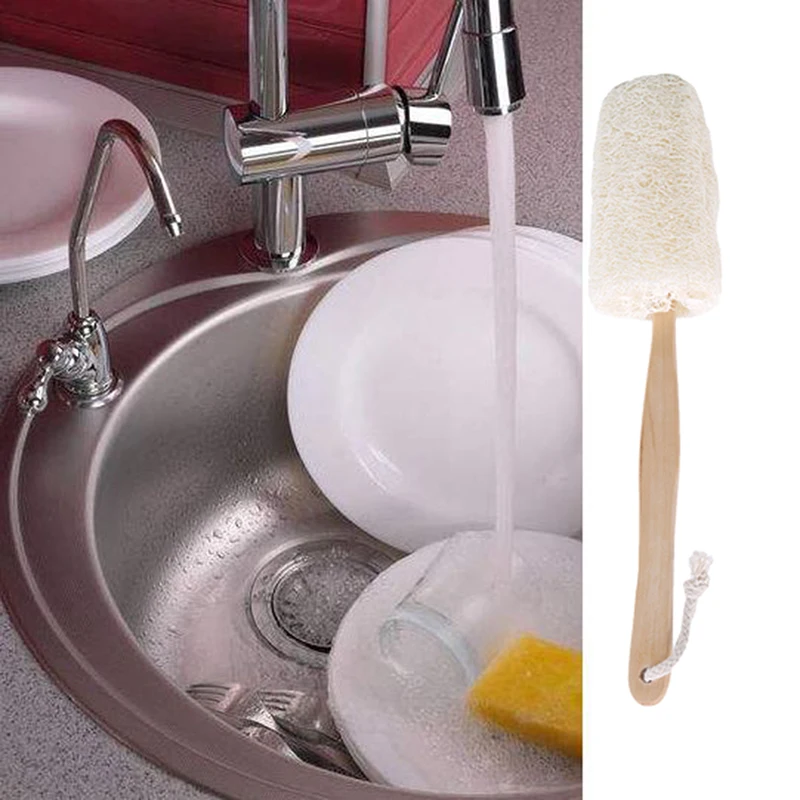 Wooden Handle Loofah Brush Household Tea Cup Brush Home Kitchen Cleaning Tool Kitchenware Brush