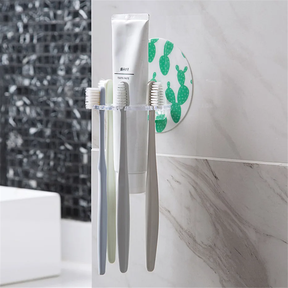 Plastic Toothbrush Holder Toothpaste Storage Rack Shaver Tooth Brush Dispenser Bathroom Organizer Accessories Tools4