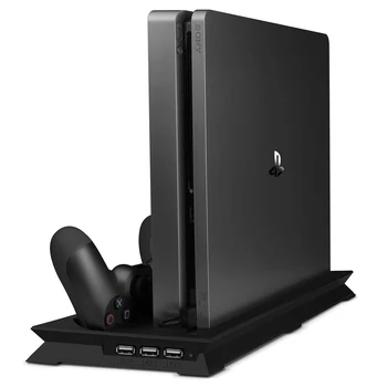 

Gamepad Games Accessories Multi-function Ultrathin Main Frame Bracket Gamepad Charger Cooling Fan Base for Sony PS 4 SLIM