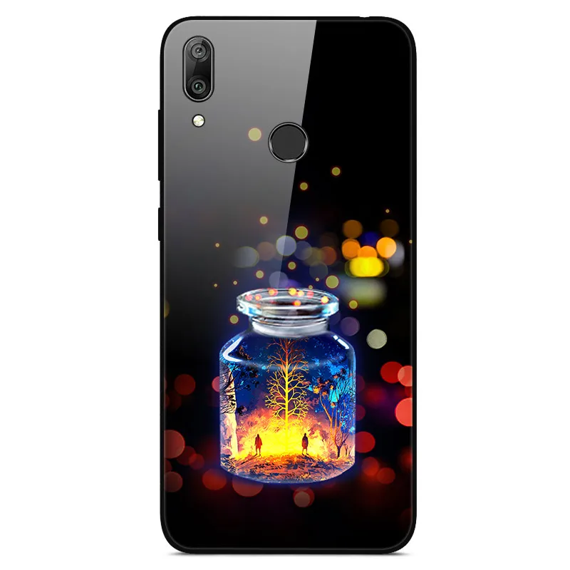 49 Чехол для телефона s для huawei Y7, жесткая задняя крышка из закаленного стекла для huawei Y7, чехол Y 7, мягкий бампер, художественный чехол 6,26 - Цвет: 49