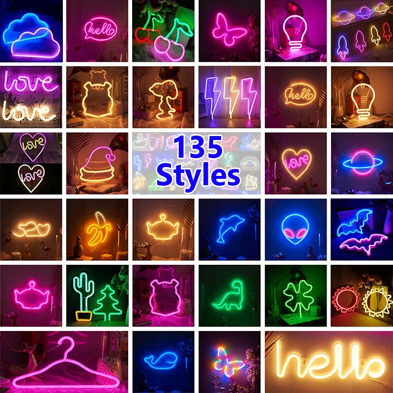 135 стилей светодиодный неоновый Светильник динозавр Радуга Hello настенный знак