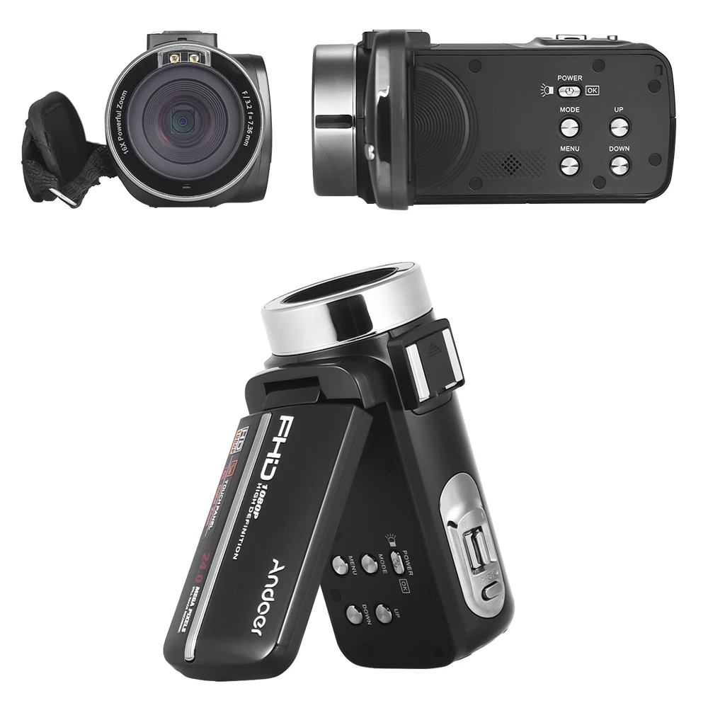 Andoer HDV-301LTRM 1080P 24MP FHD Цифровая видеокамера DV камера ночного видения " сенсорный экран+ 2* перезаряжаемая батарея