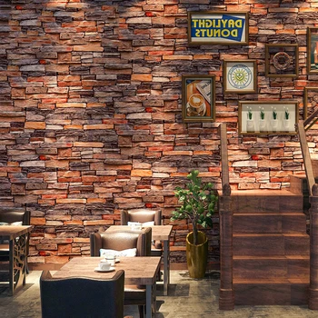 

New Retro Brick Pattern Wallpaper3d Self-adhesiveDIY Imitation Red Brick Chinese Restaurant Wall Sticker Industrial Style