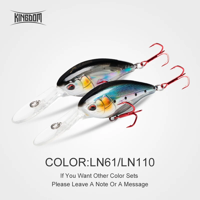 Царство Crankbait жесткая приманка для рыбалки Atificial Minnow Jerkebait 62 мм 16,5 г/21,8 г медленно Тонущая система шума модель 5380 - Цвет: Color Ln61 Ln110
