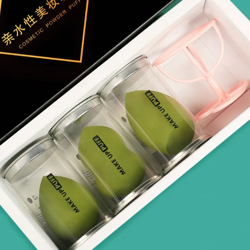 

Makeup Power Puff Wet/Dry Sponge Face Egg Sponge Pad Applicators 3PCS+Stand Set