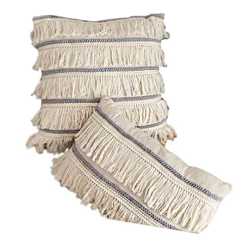

Nordic cotton linen fringed pillow hand sewn cotton cushion Shell