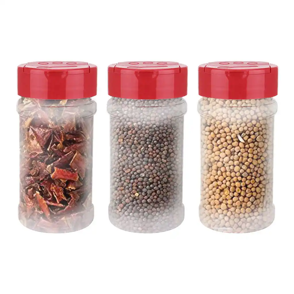 Nuevo Tipo De Tarro De Especias Para Cocina Juego Completo De Botella De Plastico Transparente Para Sal Y Pimienta Tapa De Color Caja De Comino En Polvo Saleros De Mesa Y Cucharones
