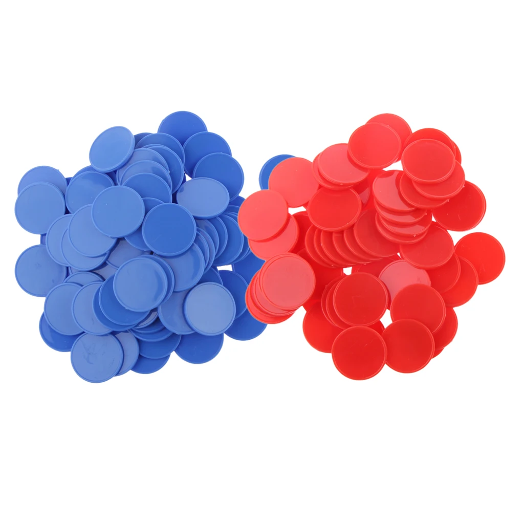 Pack of 200 Plastic Game Markers Tokens Chips for Kids Develop Early Counting Skills Red+Blue