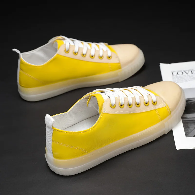 

Summer new canvas low Joker casual shoes net red transparent crystal tide shoes men's shoes