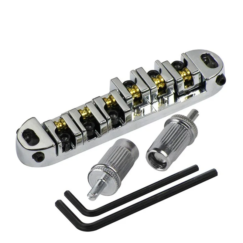 

Chrome Metal Plated Roller Saddle Tune-O-Matic Bridge for Style Electric Guitar Replacement