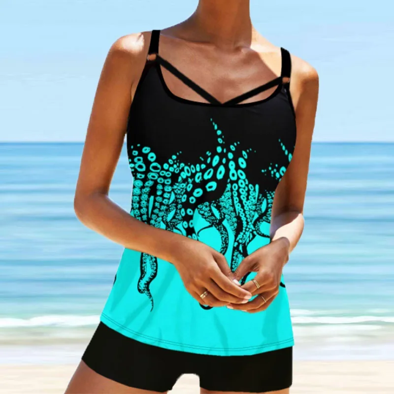 Women Sexy Printed Swimsuit , Backless Spaghetti Strap Cross Back ...