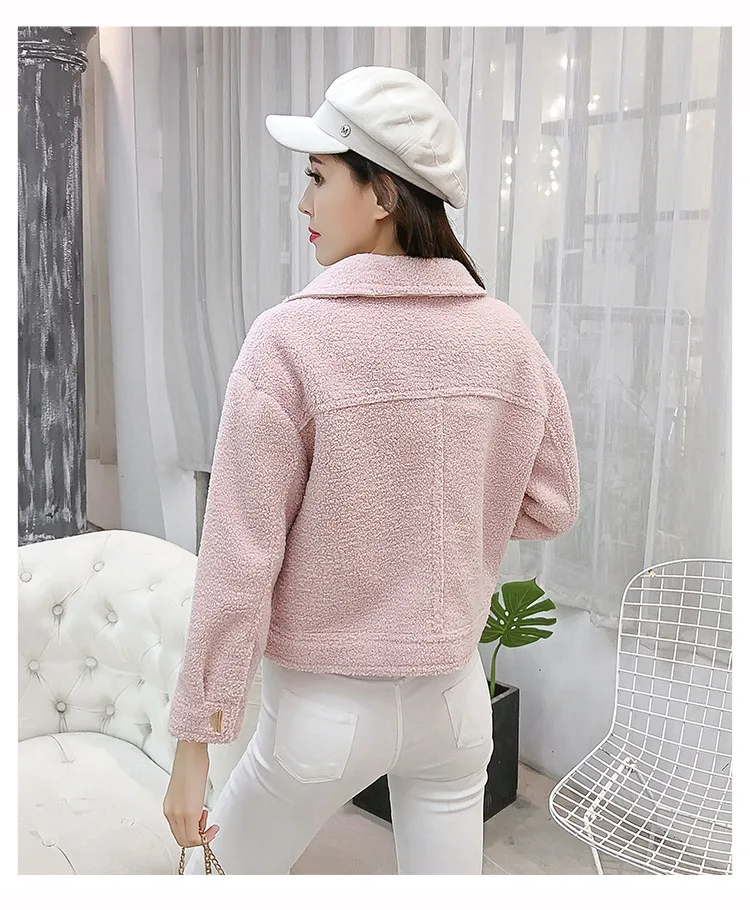 New Style Fall And Winter Clothes Short-height Lambs Wool Coat Short Loose-Fit