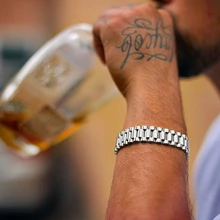 Мужской браслет из нержавеющей стали Gent's, браслет для наручных часов, ювелирное изделие, Золотое серебро, ширина 15 мм, 8,8 дюйма