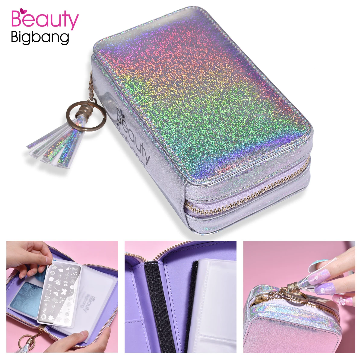 Multi-função de Carimbo Titular da Placa de Armazenamento Beautybigbang Bolsa Cases Engrossar Viajante Selo Organizador Caixa Bolsos Removíveis 1 Modelos de unha artística