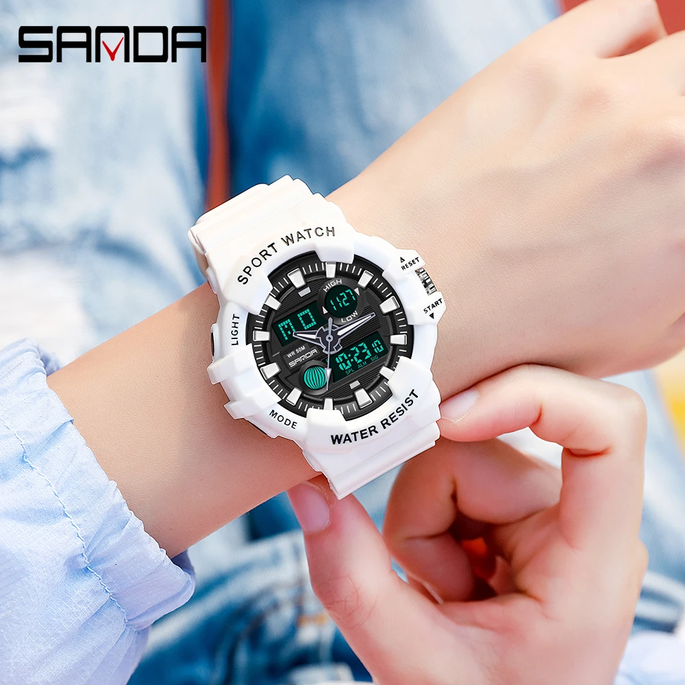 

SANDA Fashion Women's Sports Watches Military Waterproof Watch Analog Digital Watch Ladies Clock Casual Relogio Feminino 3037