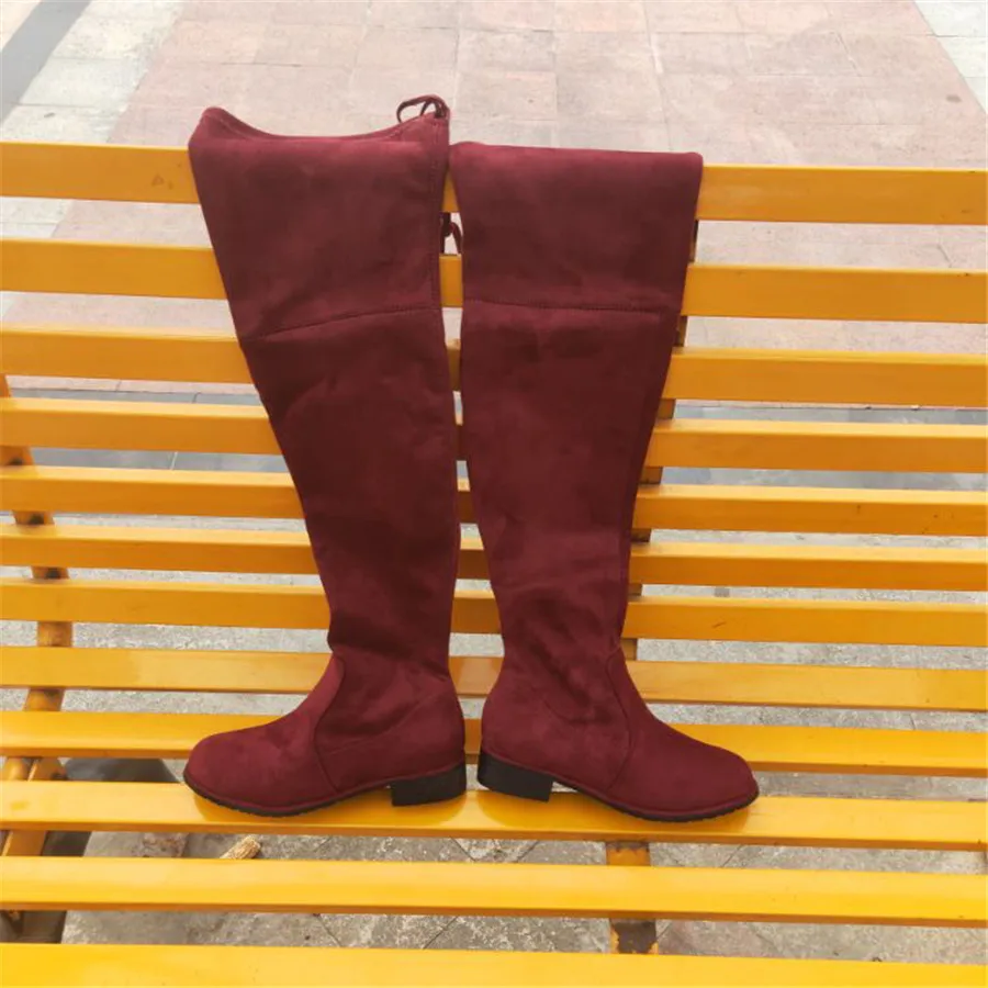 

large size womens bottes femme woman shoes winter women red ankle heels Overknee High-heeled boots